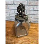 Vintage Antique Dazey Glass Jar Butter Churn Hand Crank 4 Qt. Wooden Beaters