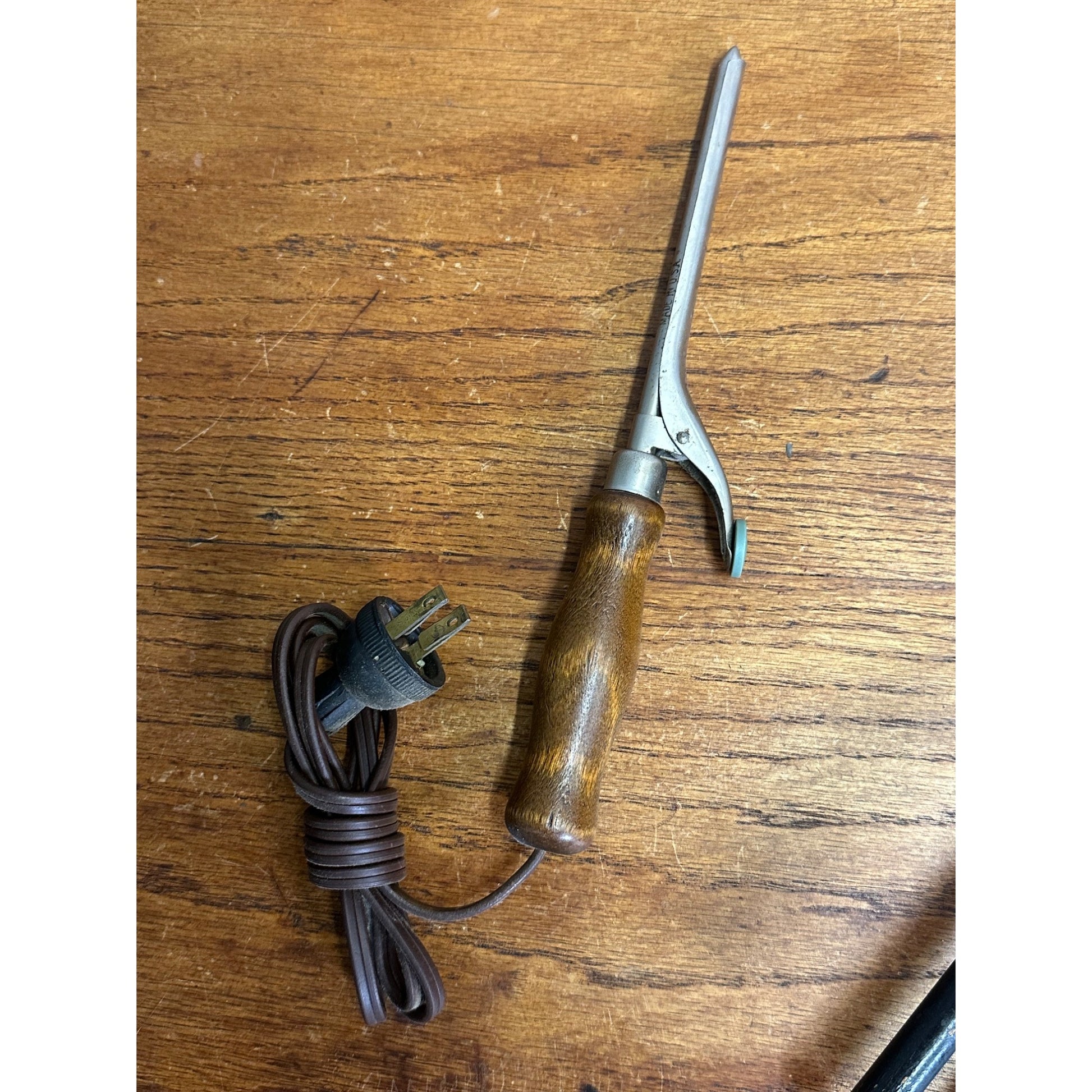 Vintage Subpedo Marcel Waver Le Bijou Curling Iron + Electric Wood Handle Iron