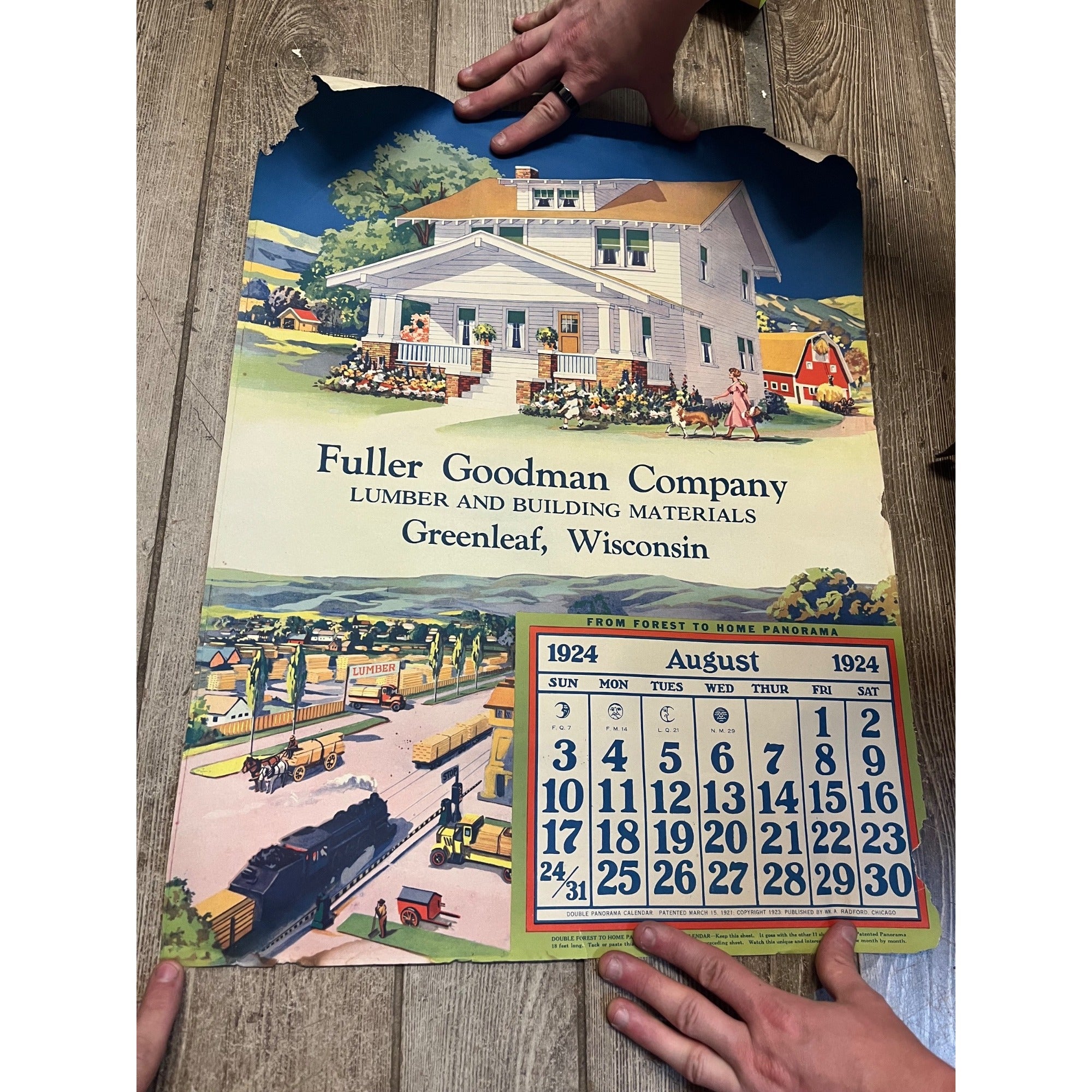 1920s Advertising Calendar Poster Fuller Goodman Farm Barn Dairy Scene