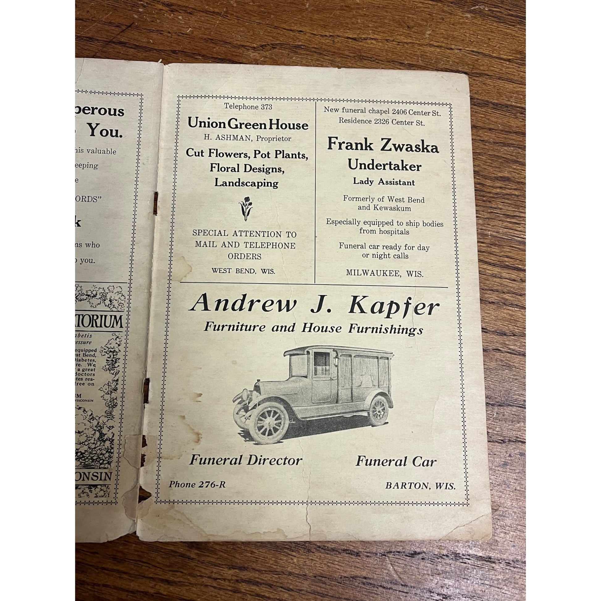 Vintage West Bend Wisconsin Advertising Book Farmer Recordkeeping Book Ads