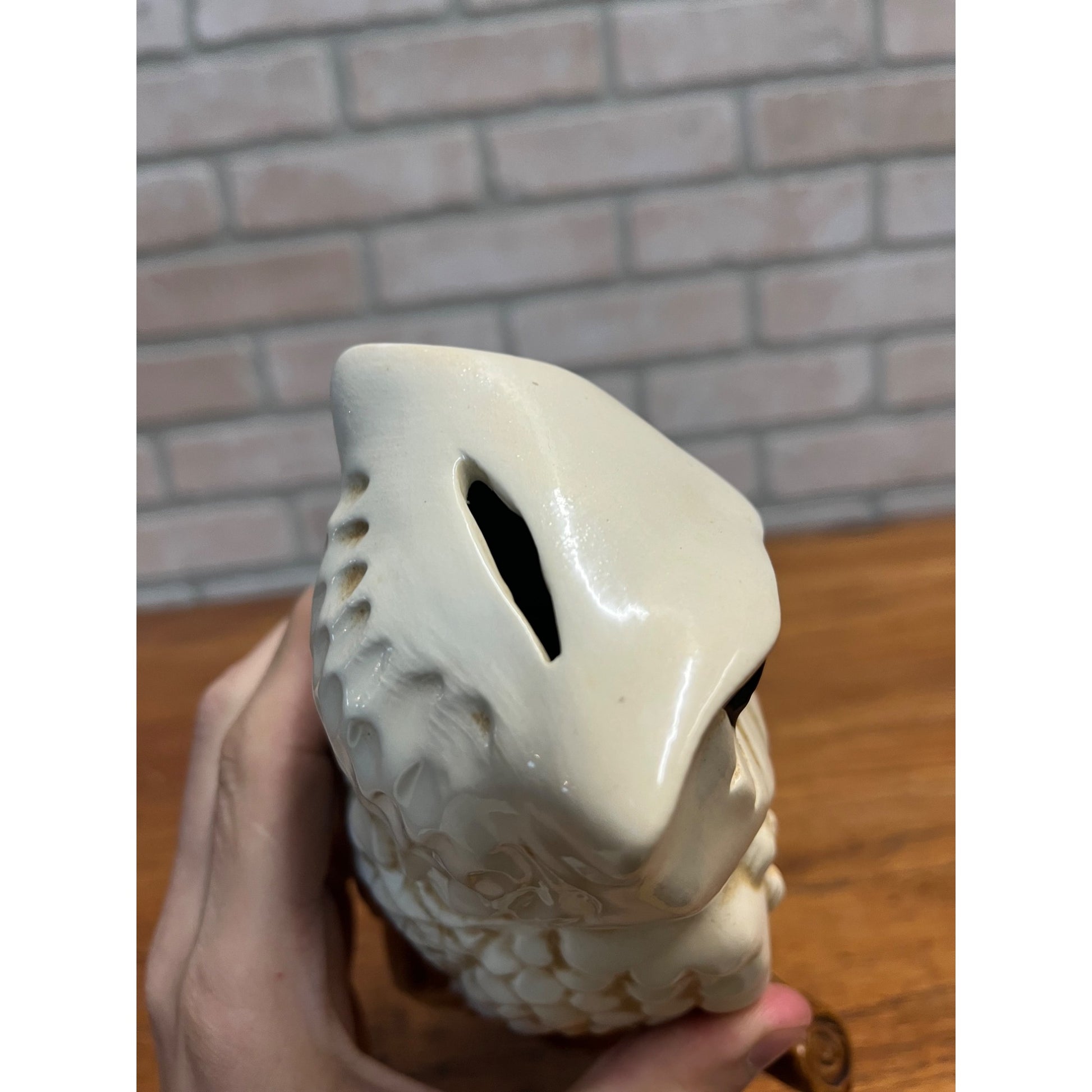 Vintage Mid-Century MCM White Owl on Branch Ceramic Piggy Coin Bank 9"