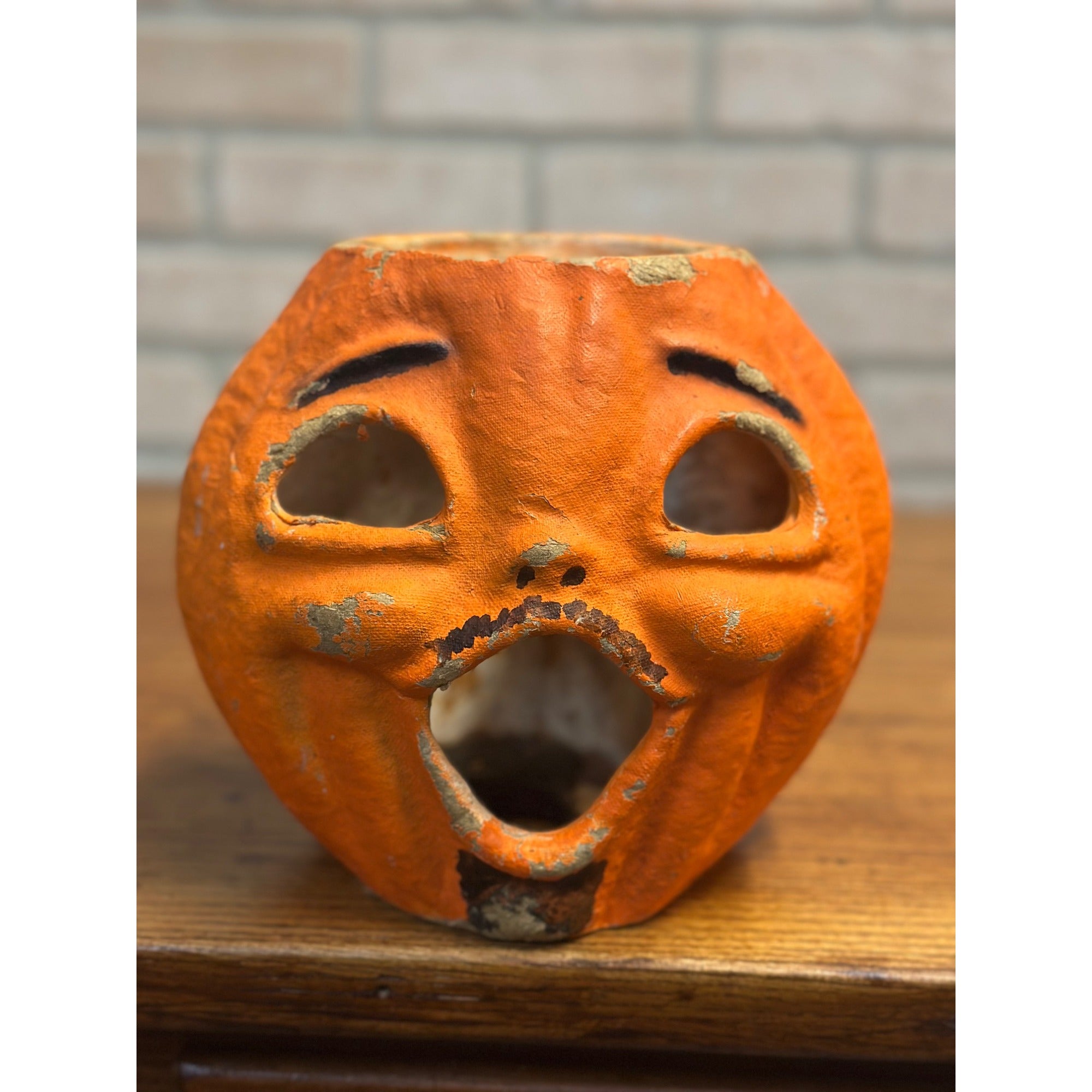 Vintage Halloween Large 8" Paper Mache Jack O Lantern JOL - As-Is