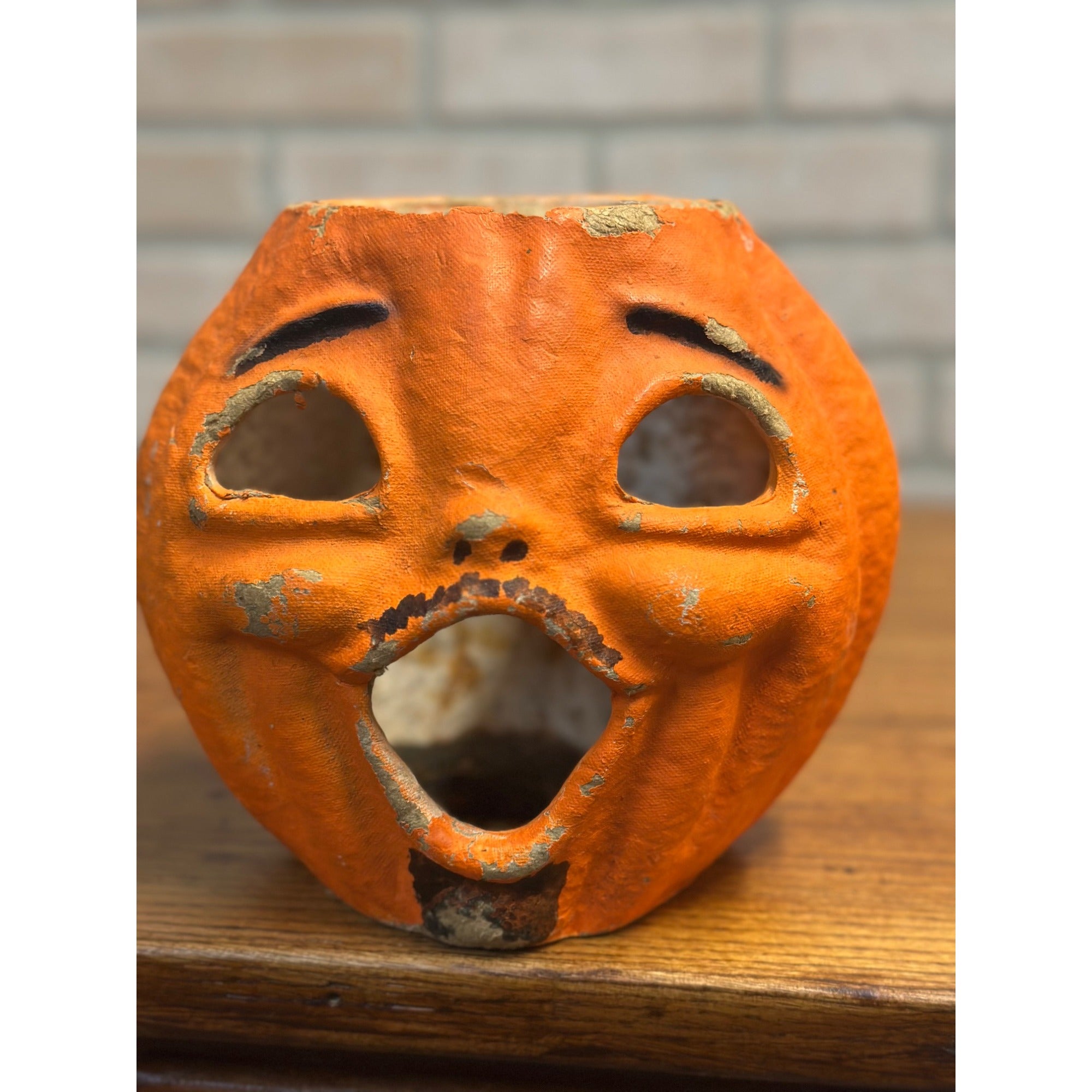 Vintage Halloween Large 8" Paper Mache Jack O Lantern JOL - As-Is
