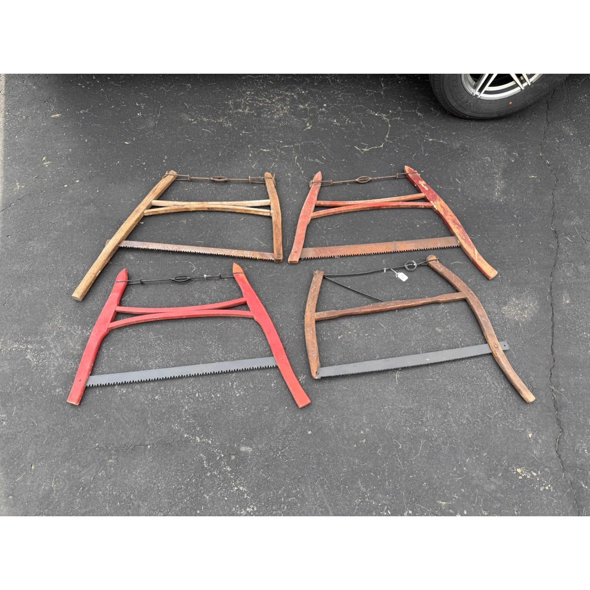 Lot of 4 Antique Vintage Crosscut Logging Buck Saws Rustic Cabin Decor Disston