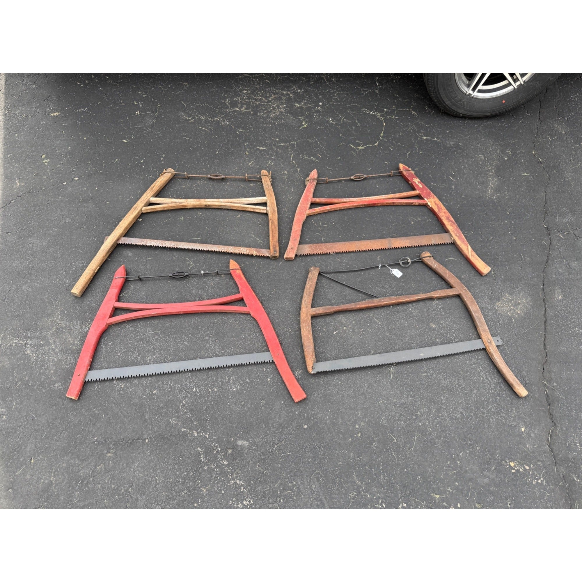 Lot of 4 Antique Vintage Crosscut Logging Buck Saws Rustic Cabin Decor Disston