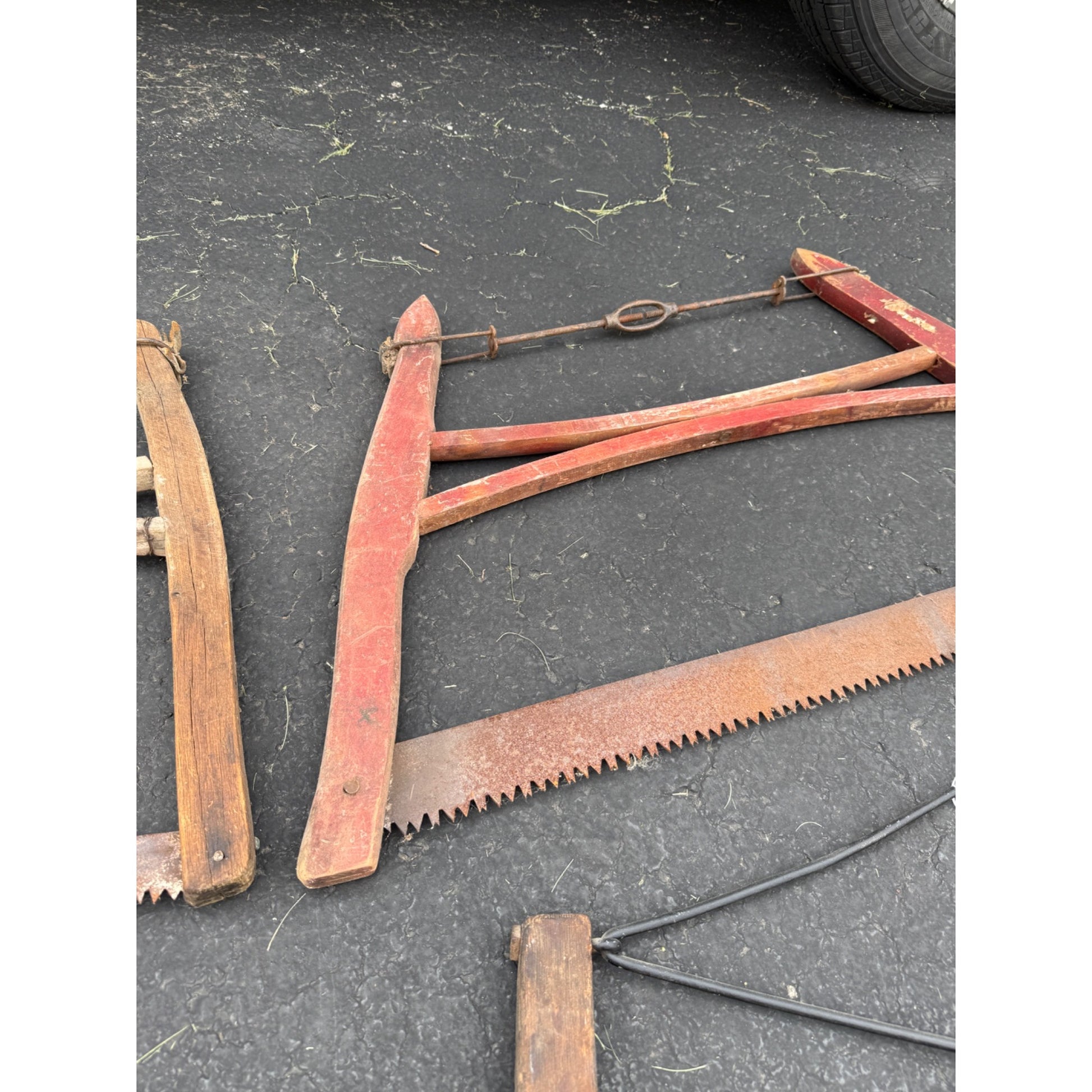 Lot of 4 Antique Vintage Crosscut Logging Buck Saws Rustic Cabin Decor Disston