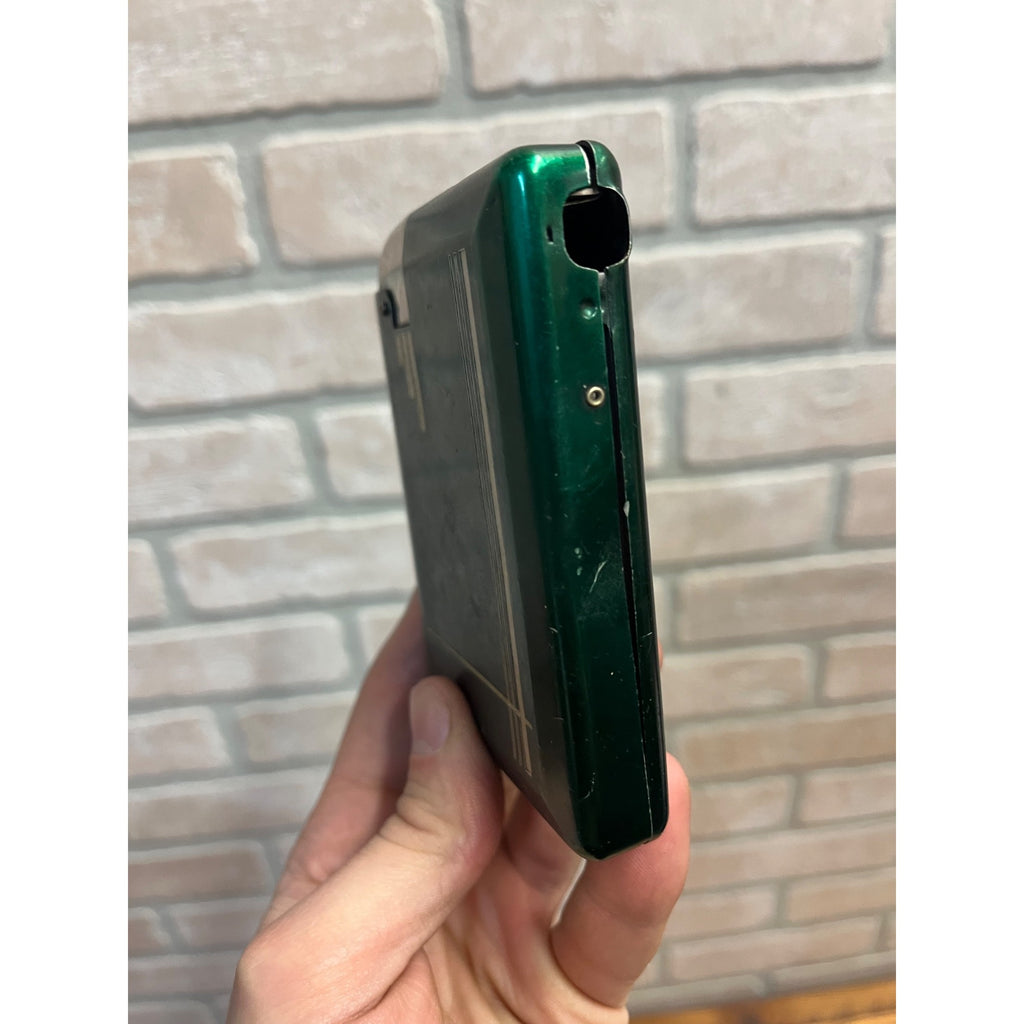 Vintage Art Deco Magic Cigarette Case w/ Lighter Green Tin