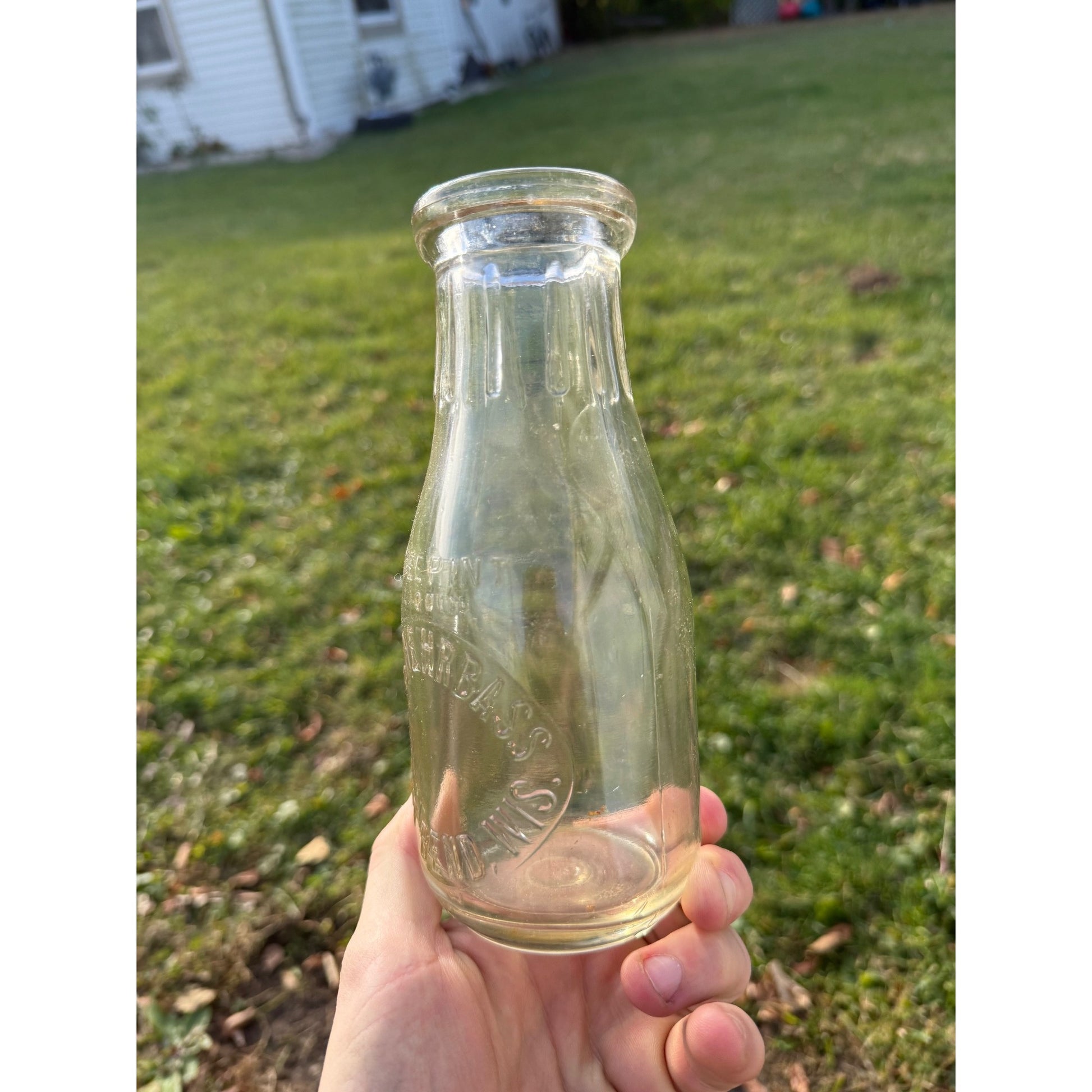 RARE Vintage Jac. Nehrbass West Bend, Wisconsin Pint Glass Milk Bottle Dairy
