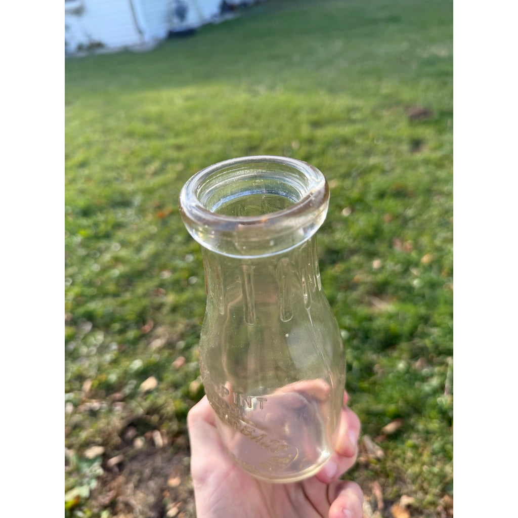 RARE Vintage Jac. Nehrbass West Bend, Wisconsin Pint Glass Milk Bottle Dairy