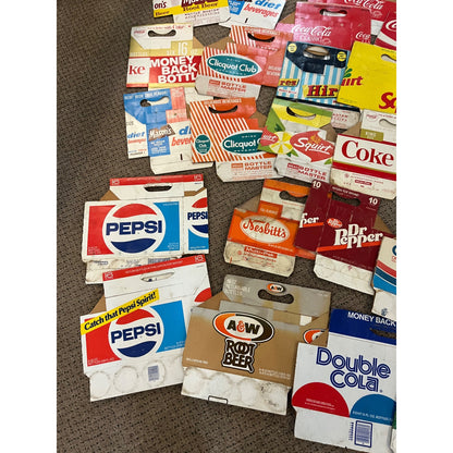 Huge Lot Soda Bottle Cardboard Carriers Cases 6-Pack Coca Cola Pepsi 7up ++