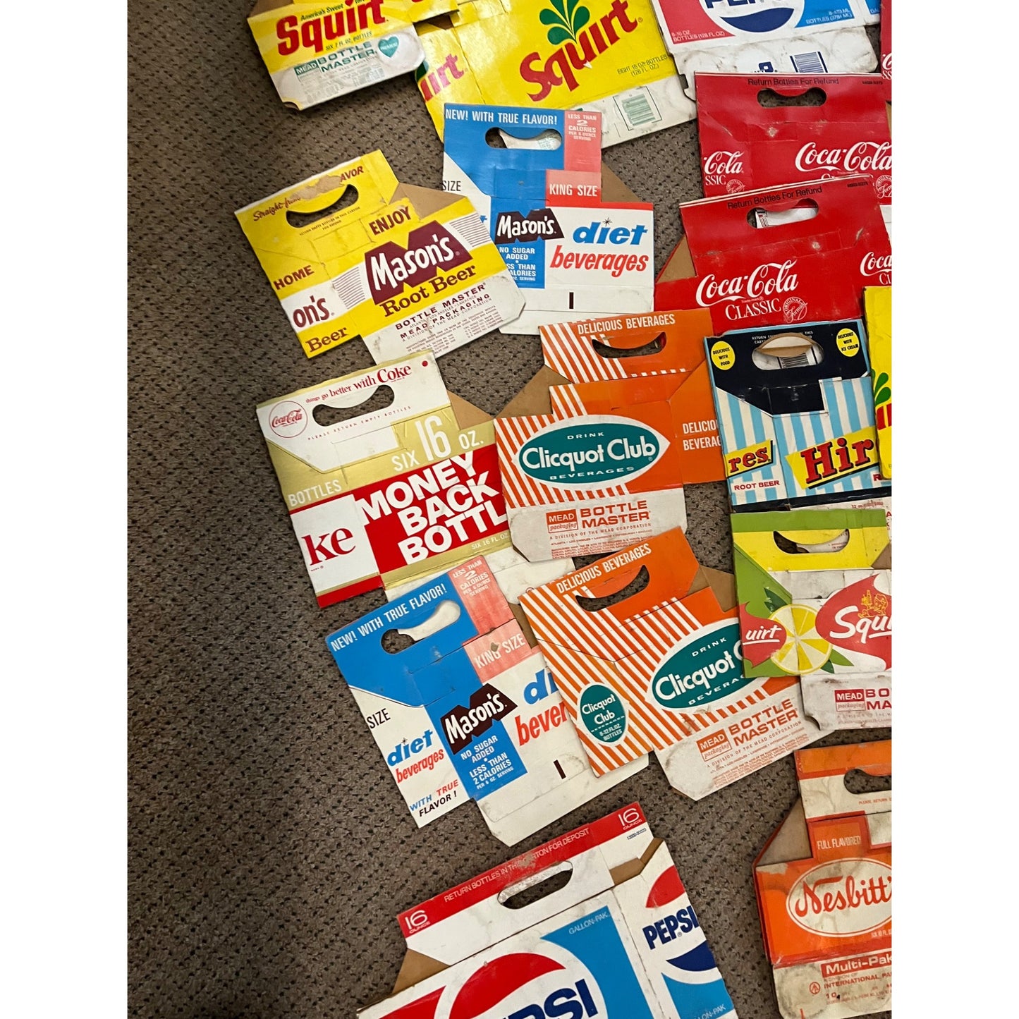 Huge Lot Soda Bottle Cardboard Carriers Cases 6-Pack Coca Cola Pepsi 7up ++