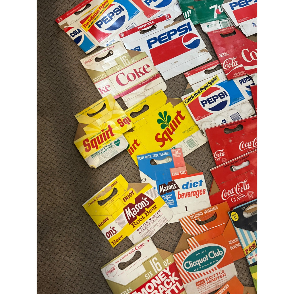 Huge Lot Soda Bottle Cardboard Carriers Cases 6-Pack Coca Cola Pepsi 7up ++