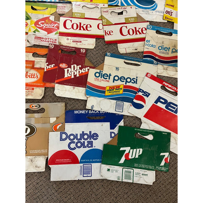 Huge Lot Soda Bottle Cardboard Carriers Cases 6-Pack Coca Cola Pepsi 7up ++