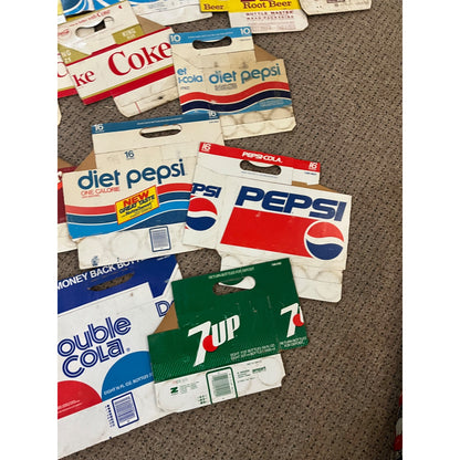 Huge Lot Soda Bottle Cardboard Carriers Cases 6-Pack Coca Cola Pepsi 7up ++