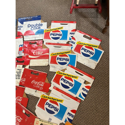 Huge Lot Soda Bottle Cardboard Carriers Cases 6-Pack Coca Cola Pepsi 7up ++