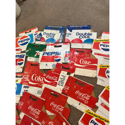 Huge Lot Soda Bottle Cardboard Carriers Cases 6-Pack Coca Cola Pepsi 7up ++