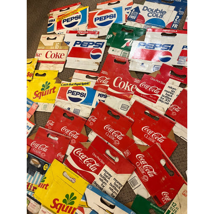 Huge Lot Soda Bottle Cardboard Carriers Cases 6-Pack Coca Cola Pepsi 7up ++
