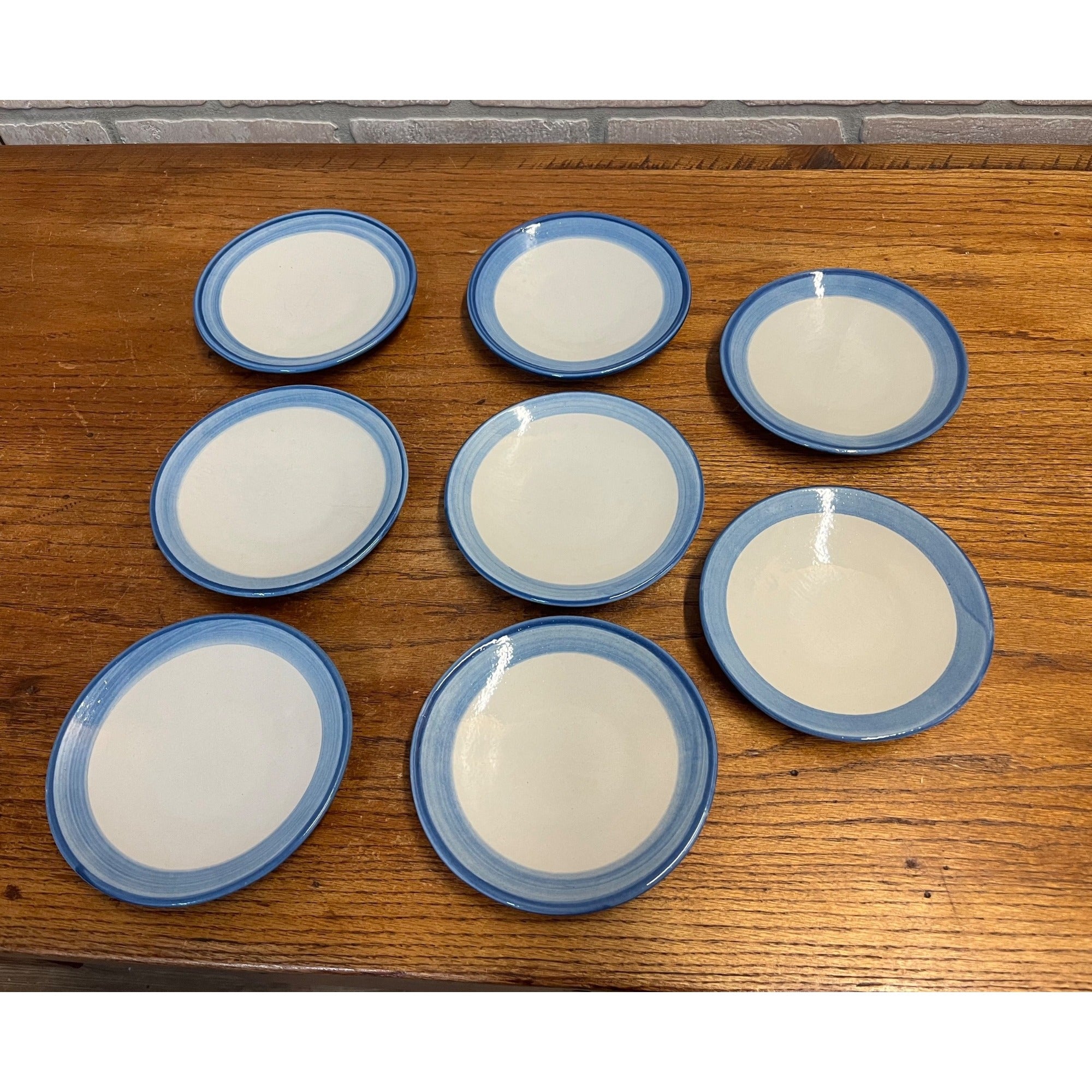 Vintage MA Hadley Mid Century American Pottery Saucers Plates Lot of 8 - 6" Dia