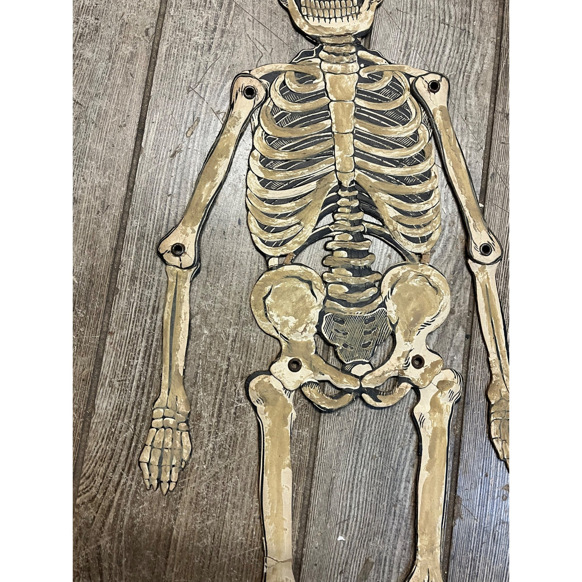 Vintage 1920s Halloween German Diecut Jointed Skeleton Antique