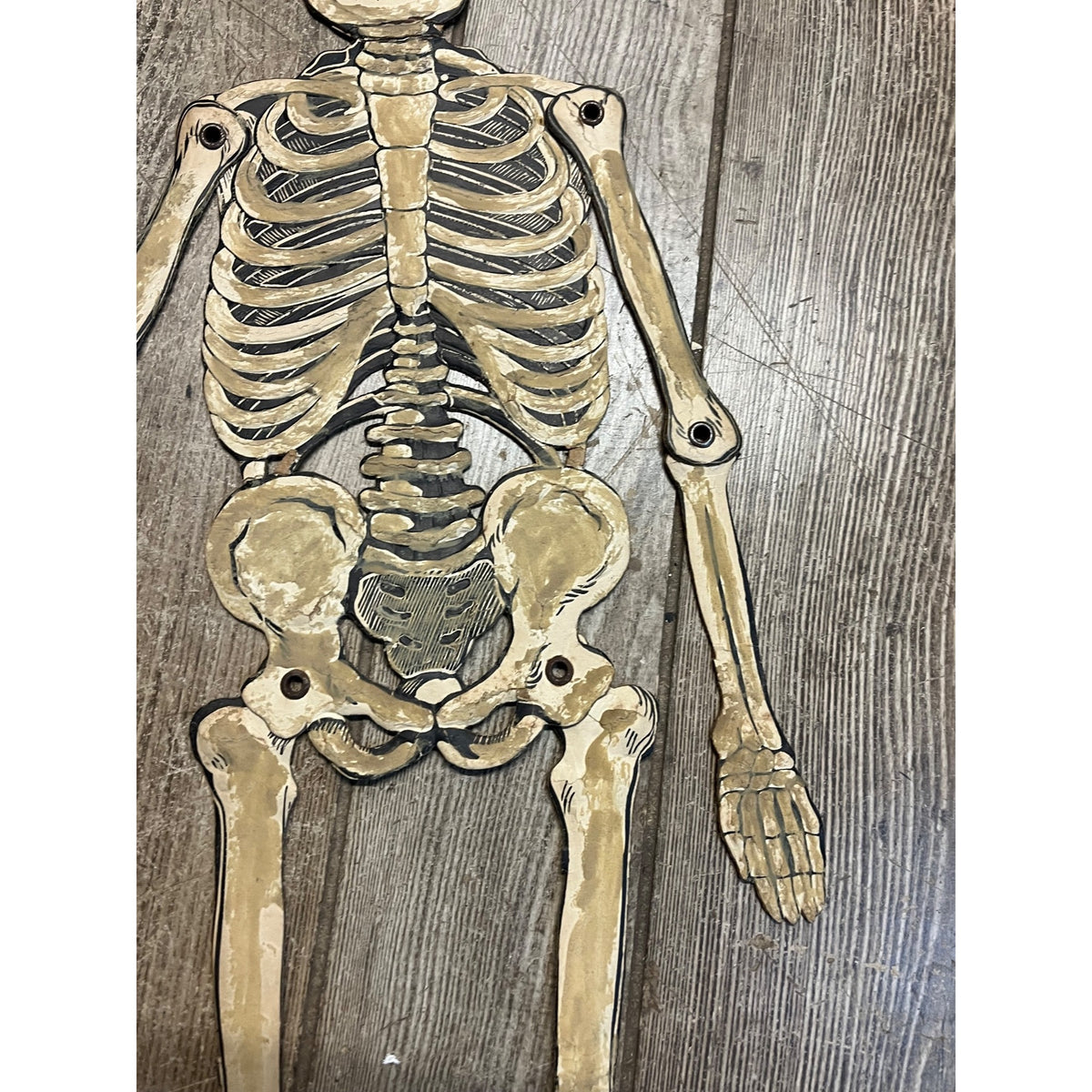 Vintage 1920s Halloween German Diecut Jointed Skeleton Antique