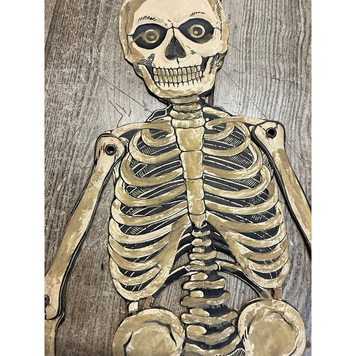 Vintage 1920s Halloween German Diecut Jointed Skeleton Antique