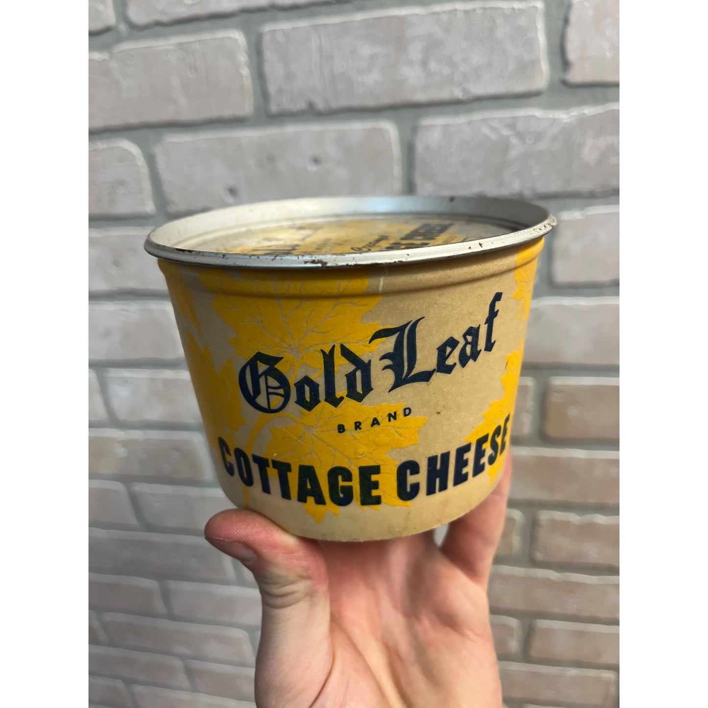 Vintage Sheboygan Falls Creamery Wisconsin Gold Leaf Cottage Cheese Wis Can