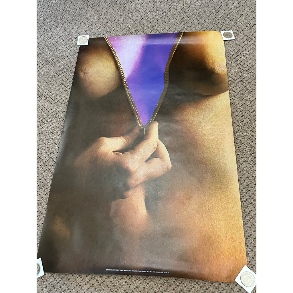Vintage 1970s Psychology Today Poster Unzipped Zipper Pop Art Erotic Wall Art