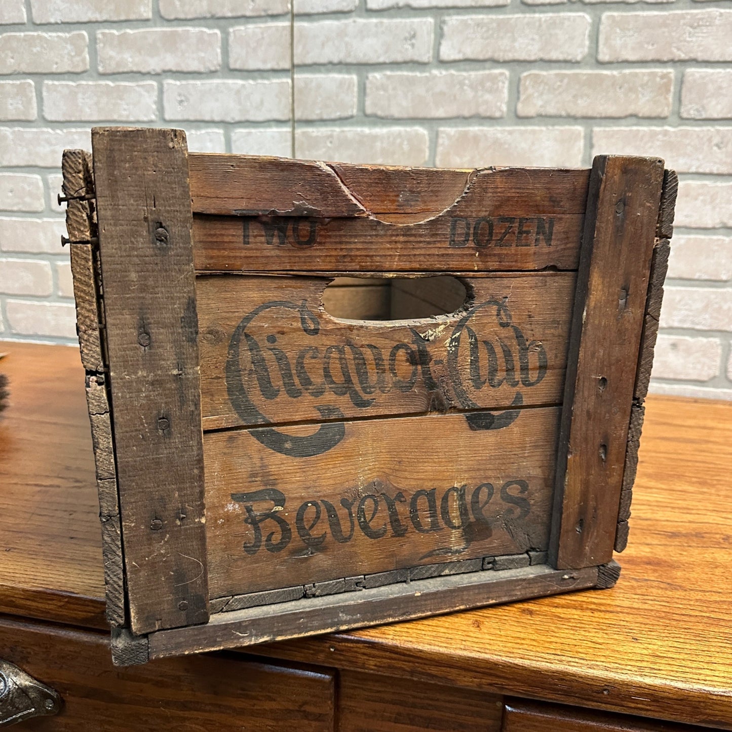 Early Clicquot Club Beverages Soda Bottle Wooden Crate Clicquot Mass Box