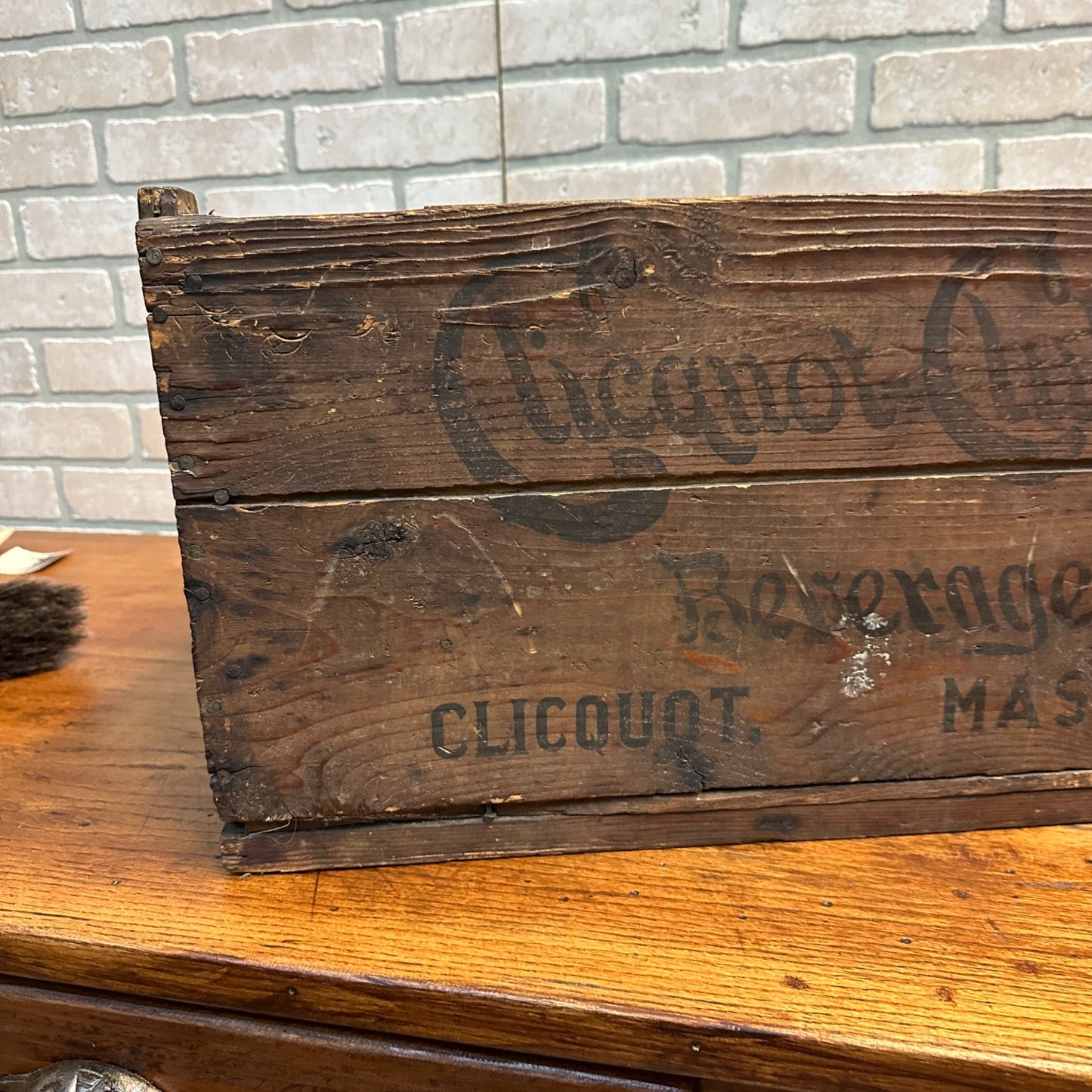 Early Clicquot Club Beverages Soda Bottle Wooden Crate Clicquot Mass Box