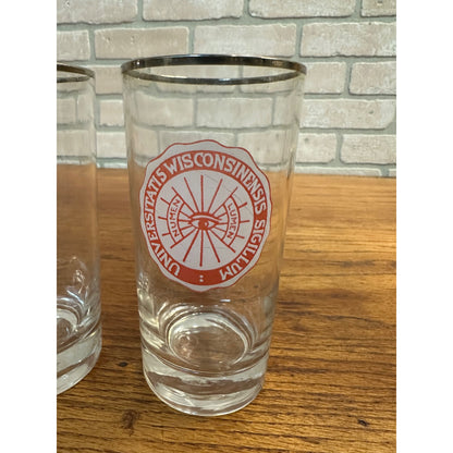 Vintage 1960s University of Wisconsin Badgers Alumni Glasses Numen Lumen Seal