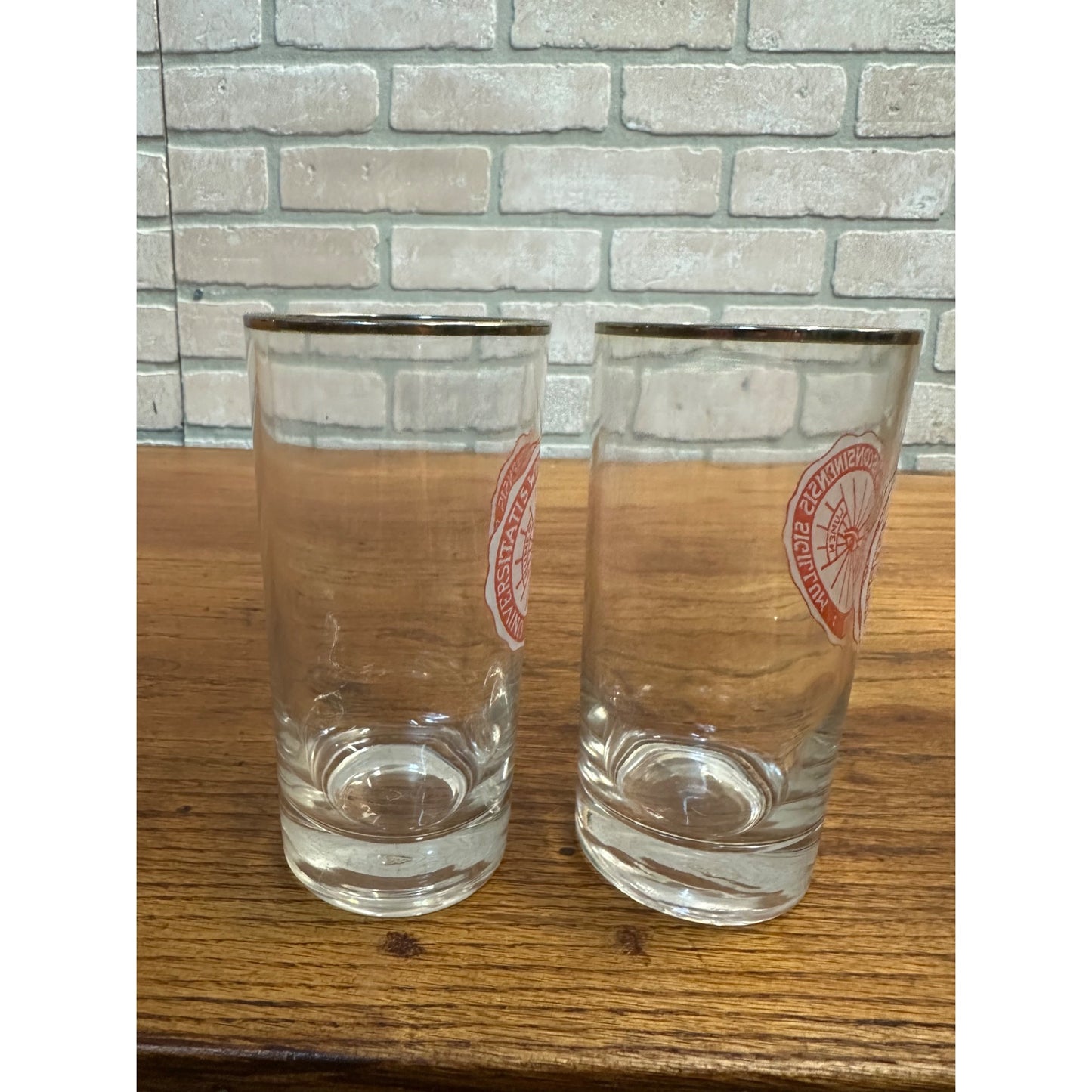 Vintage 1960s University of Wisconsin Badgers Alumni Glasses Numen Lumen Seal