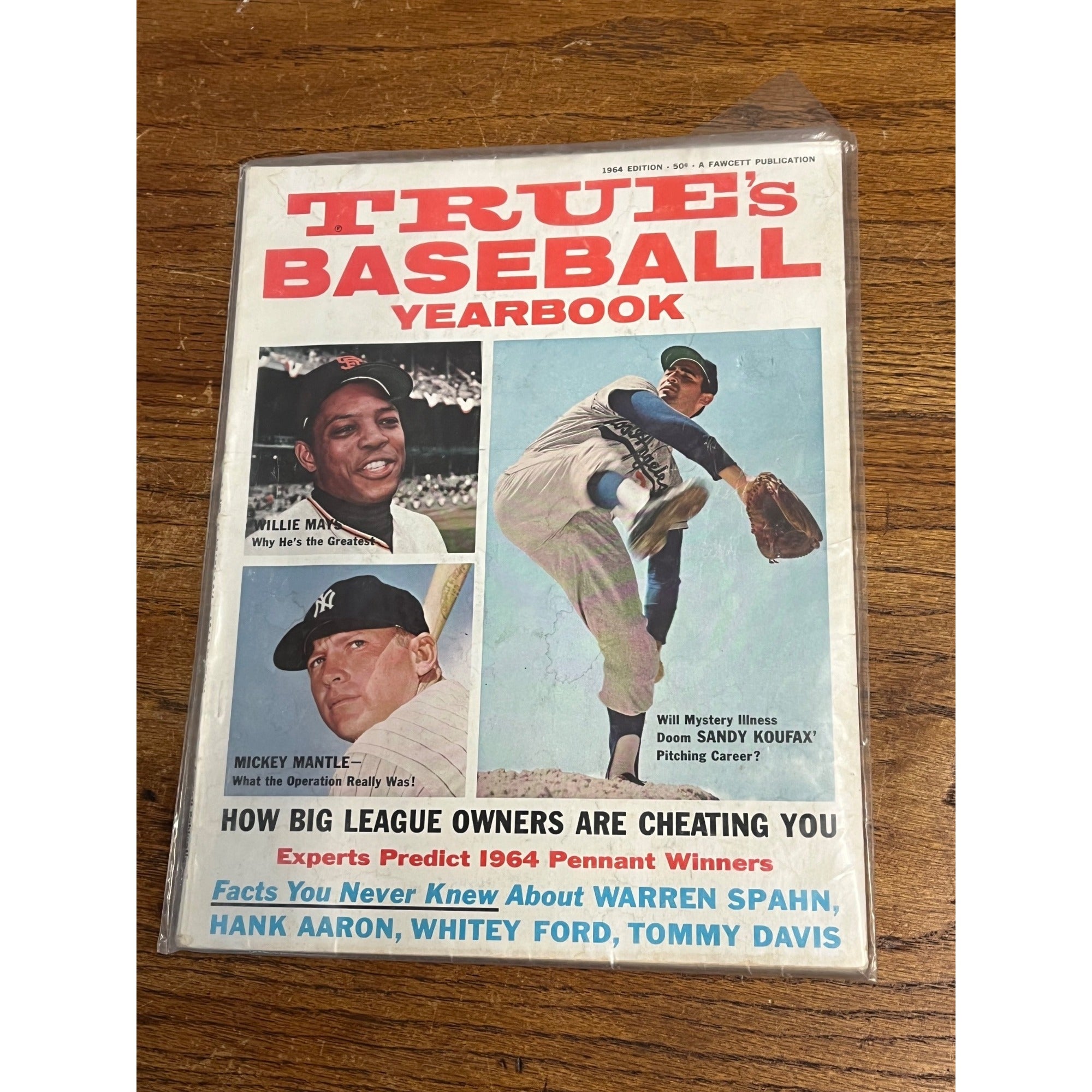 Vintage 1964 True's Baseball Yearbook Magazine Koufax Mickey Mantle Mays Cover