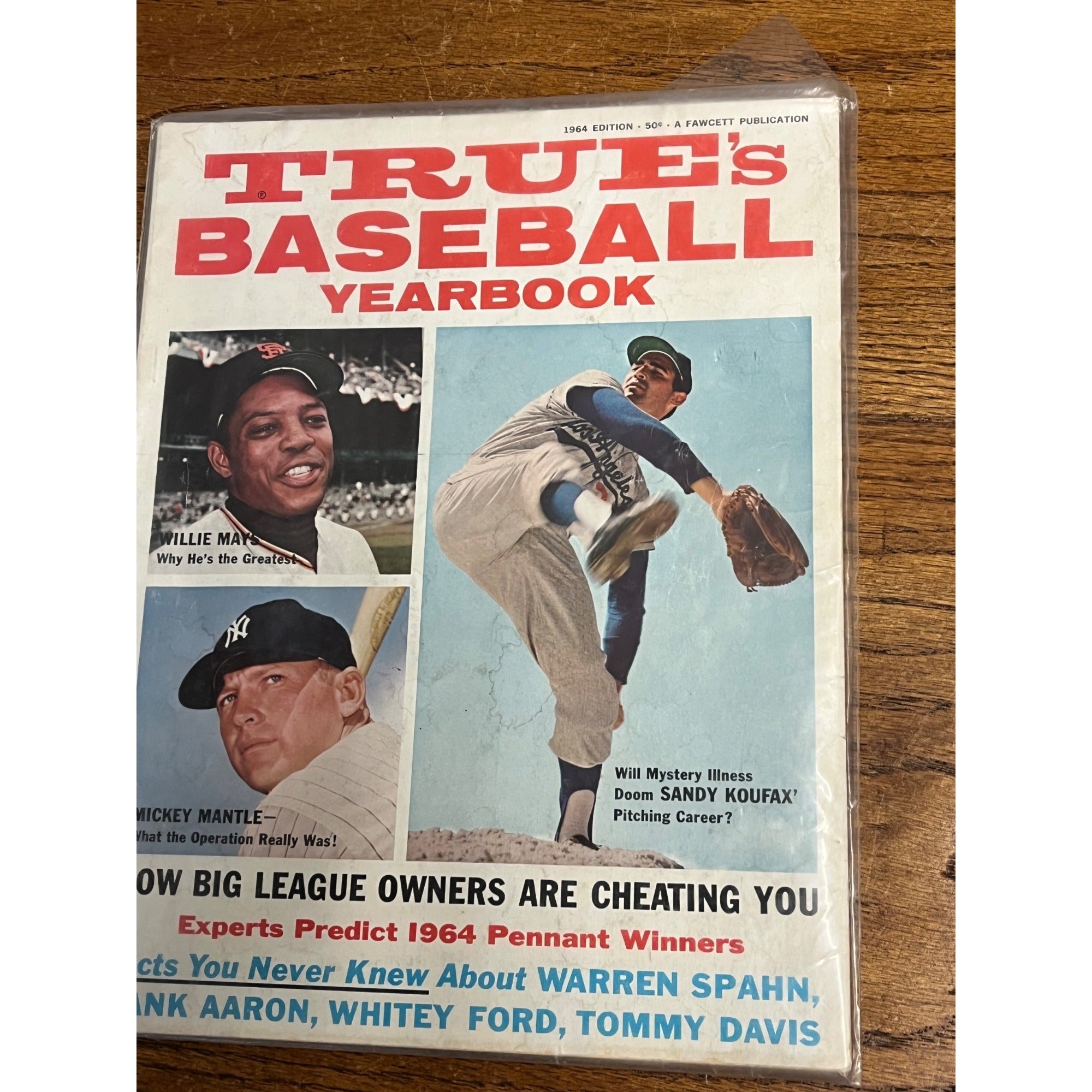 Vintage 1964 True's Baseball Yearbook Magazine Koufax Mickey Mantle Mays Cover