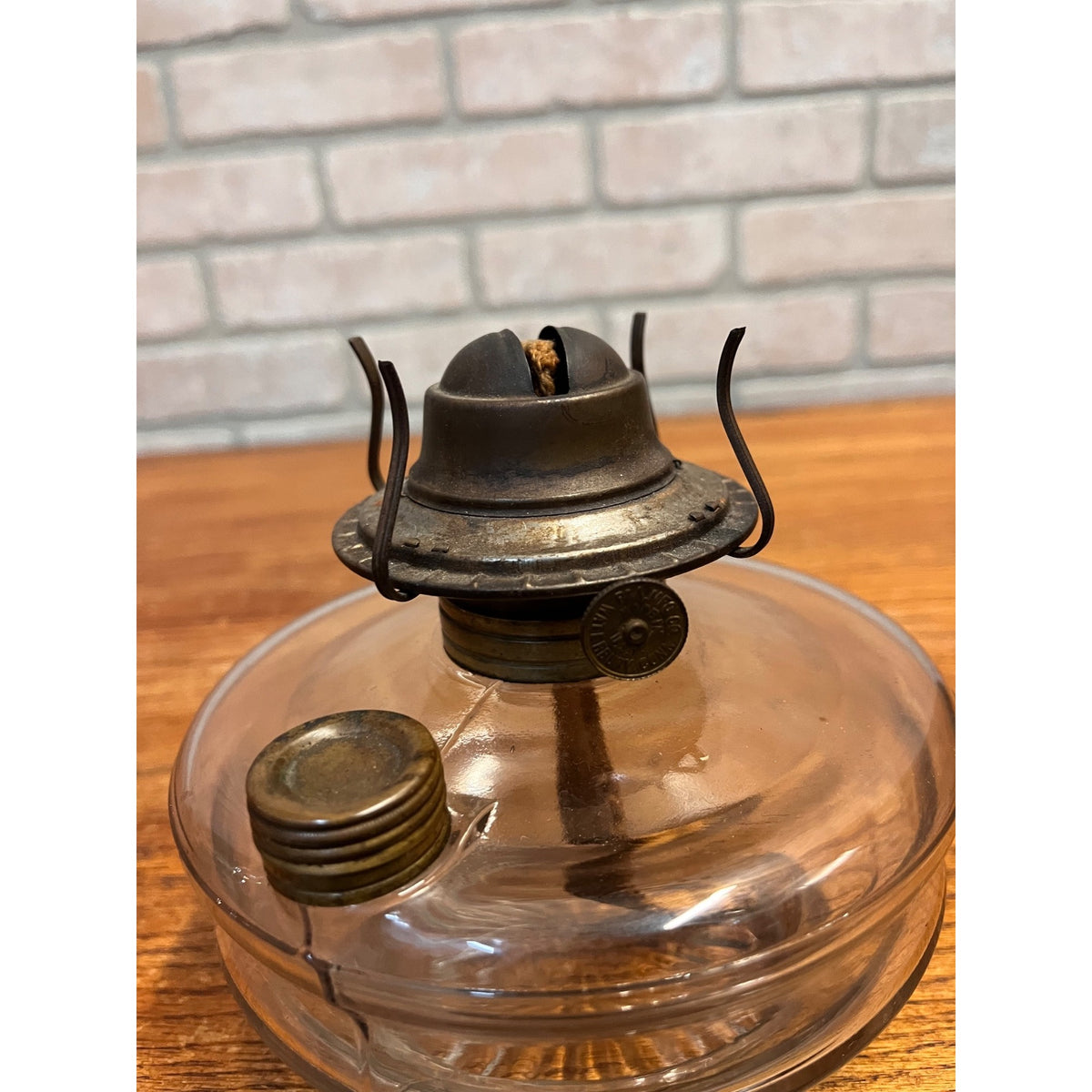 Antique Oil Lamp Glass Font & Burner for Cast Iron Wall Bracket Lamp 4” Base