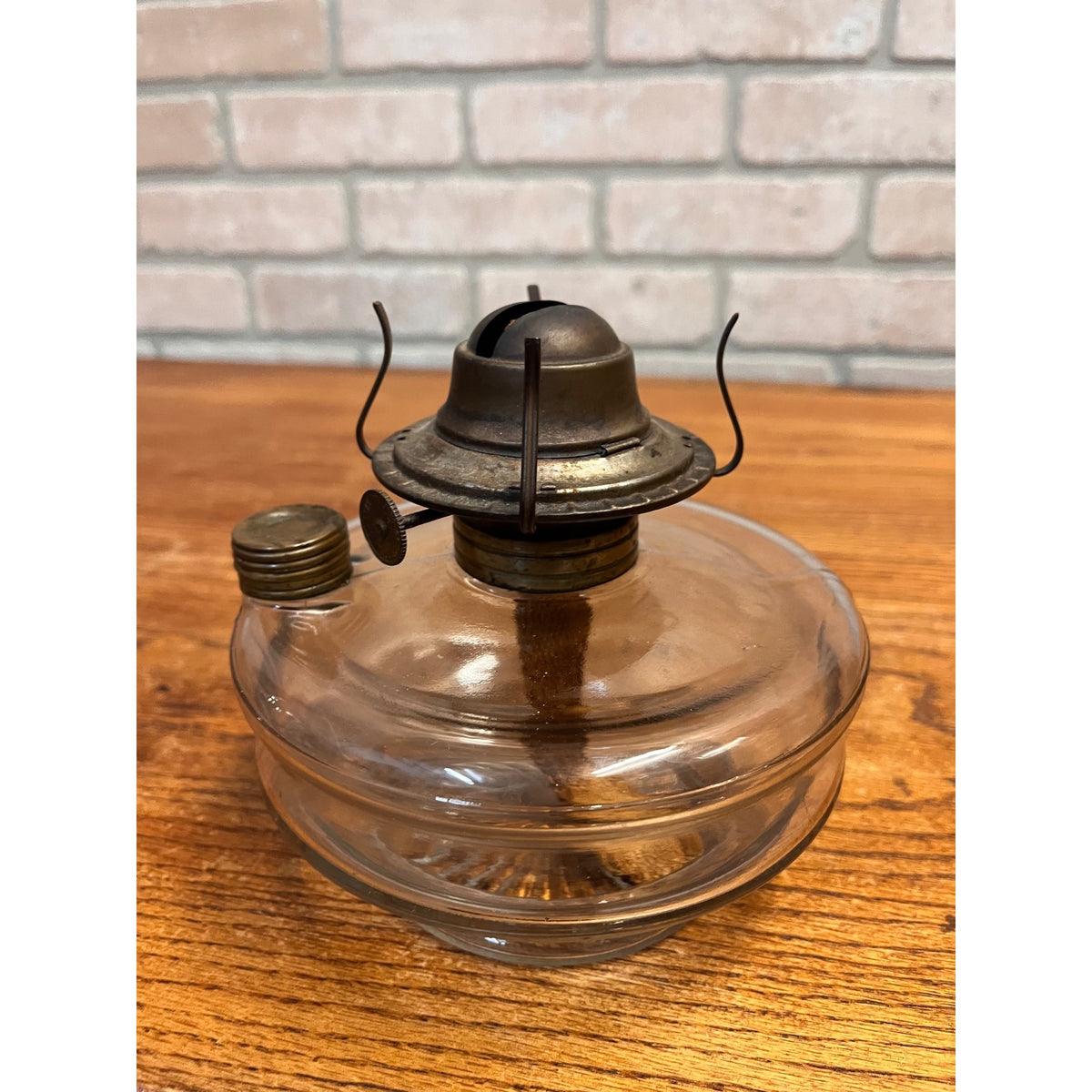 Antique Oil Lamp Glass Font & Burner for Cast Iron Wall Bracket Lamp 4” Base