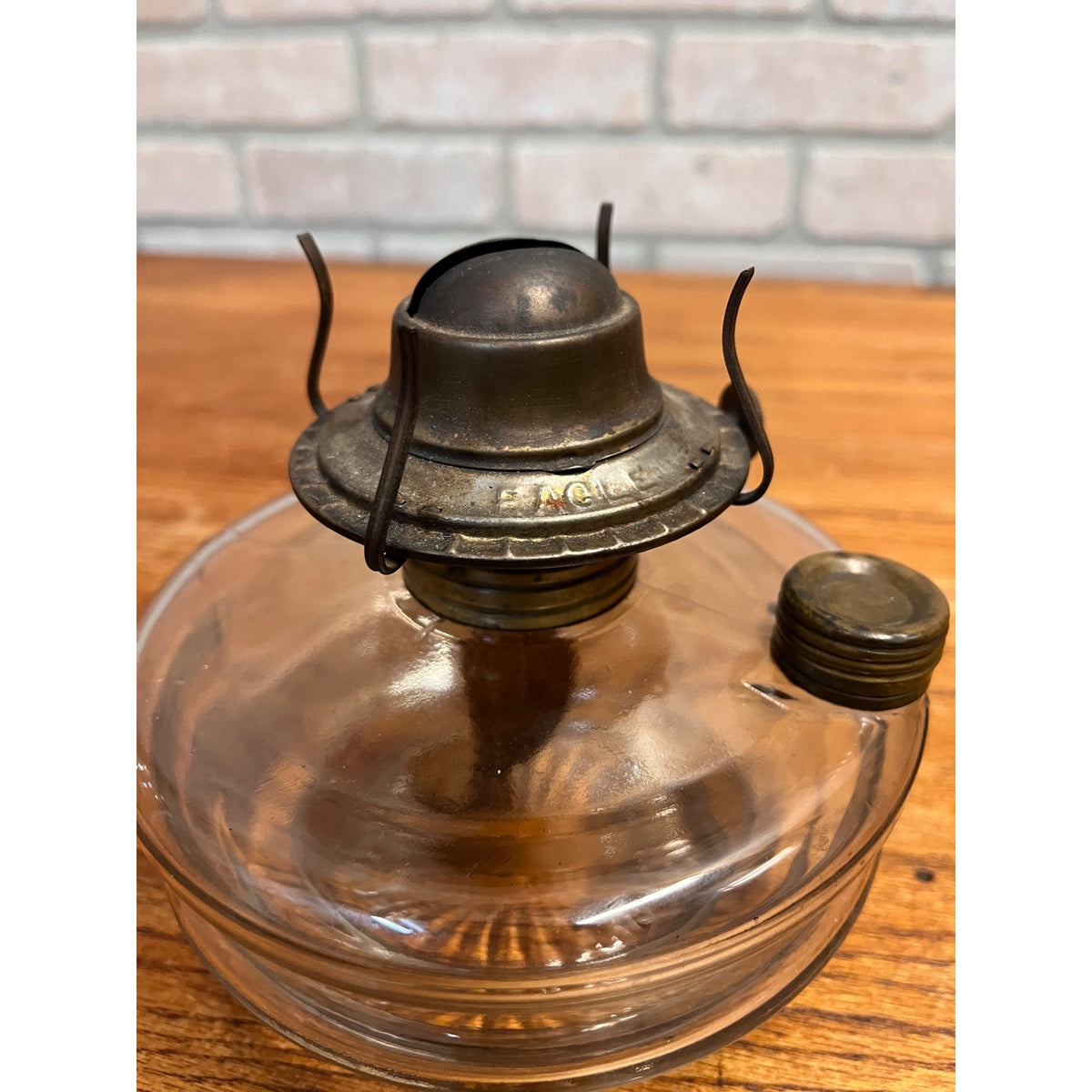 Antique Oil Lamp Glass Font & Burner for Cast Iron Wall Bracket Lamp 4” Base