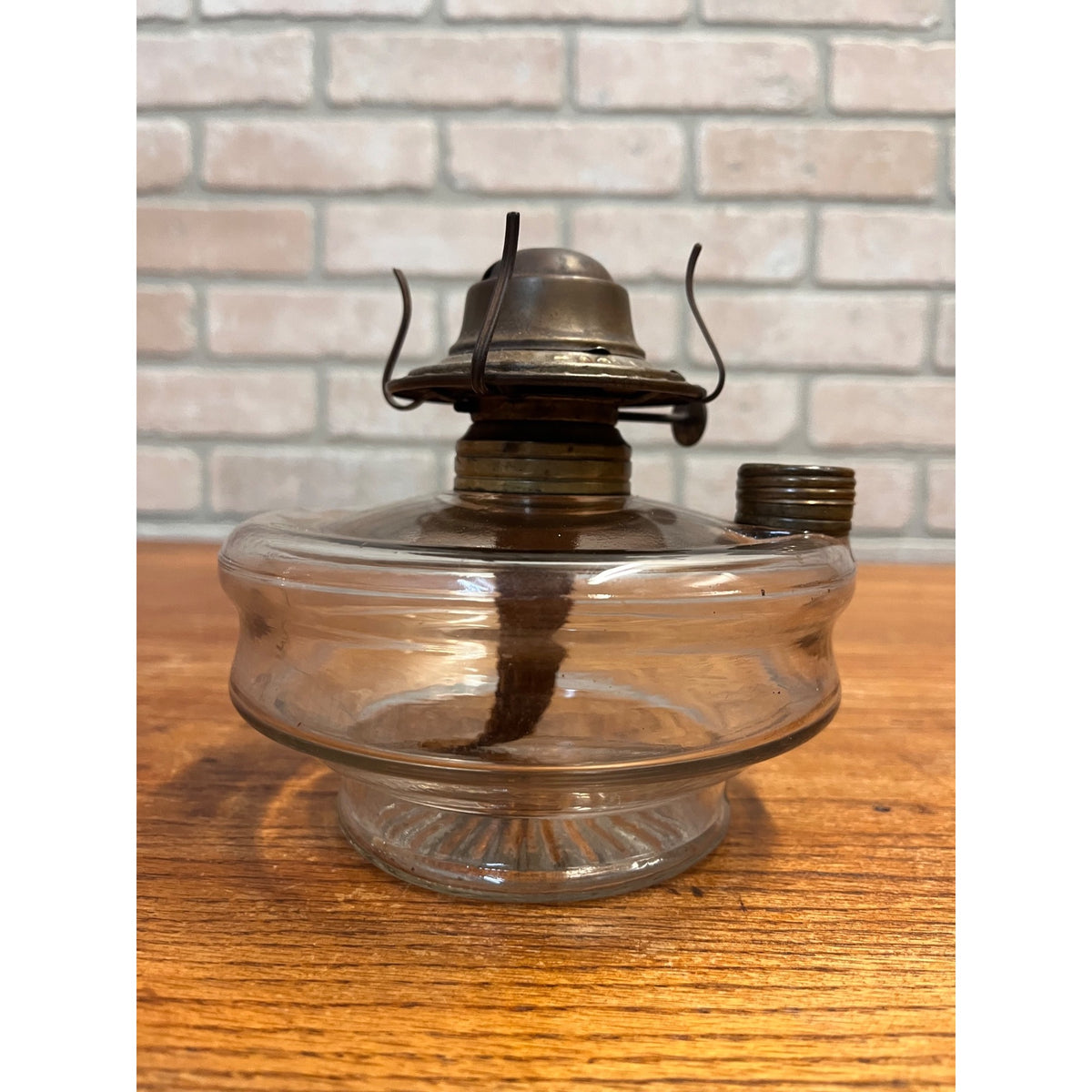 Antique Oil Lamp Glass Font & Burner for Cast Iron Wall Bracket Lamp 4” Base