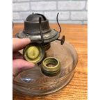 Antique Oil Lamp Glass Font & Burner for Cast Iron Wall Bracket Lamp 4” Base