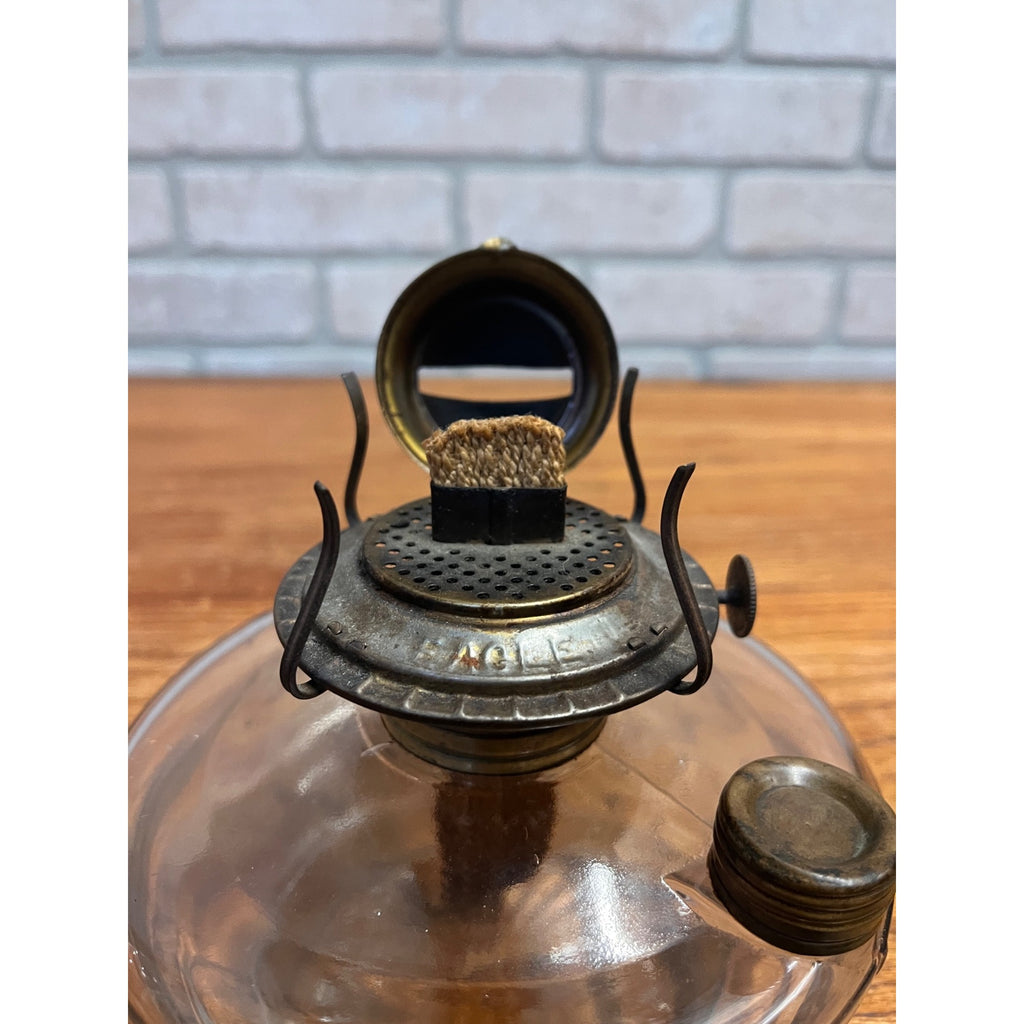 Antique Oil Lamp Glass Font & Burner for Cast Iron Wall Bracket Lamp 4” Base