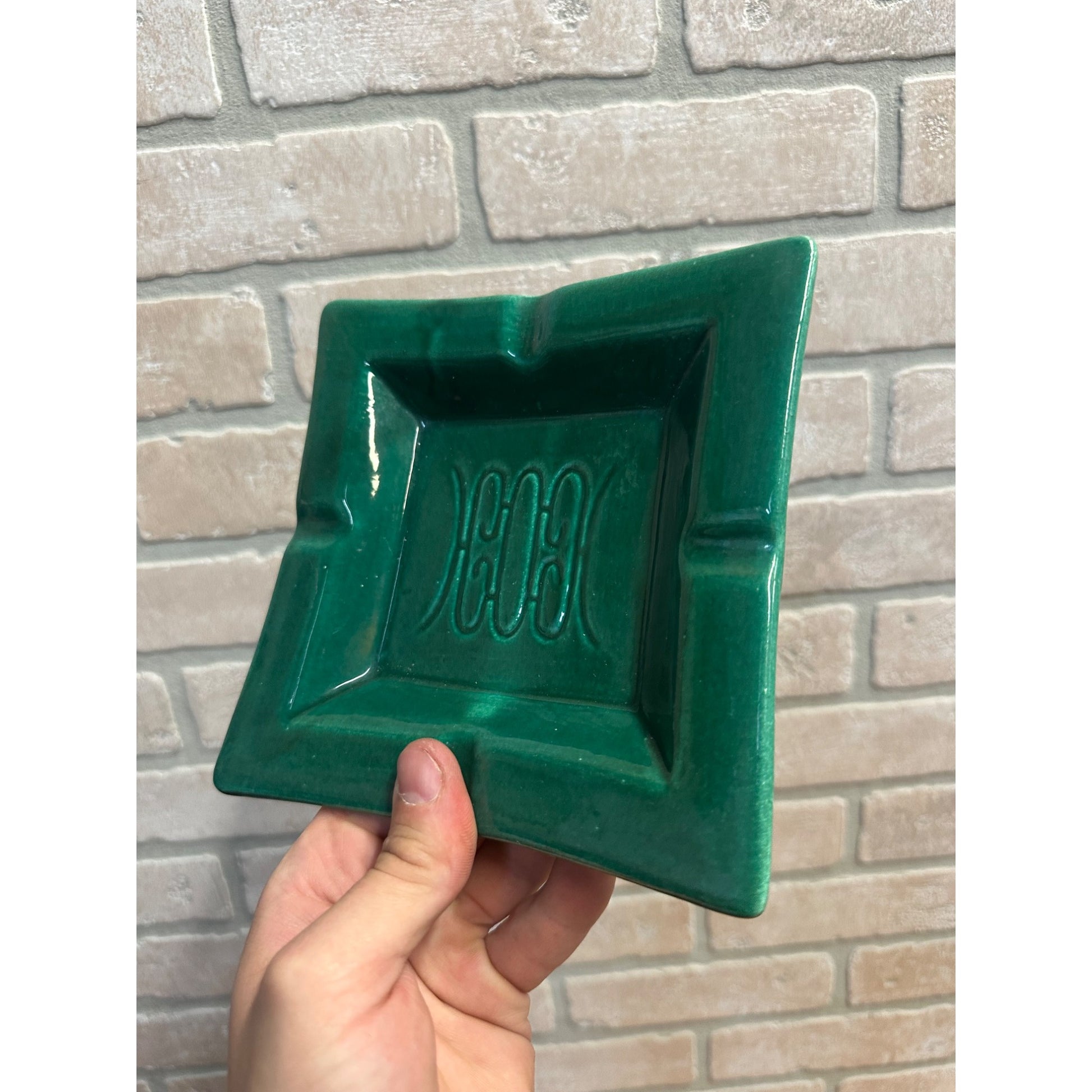 Vintage MCM Mid-Century Don Jay Ceramics California Green Ashtray 7"x7"