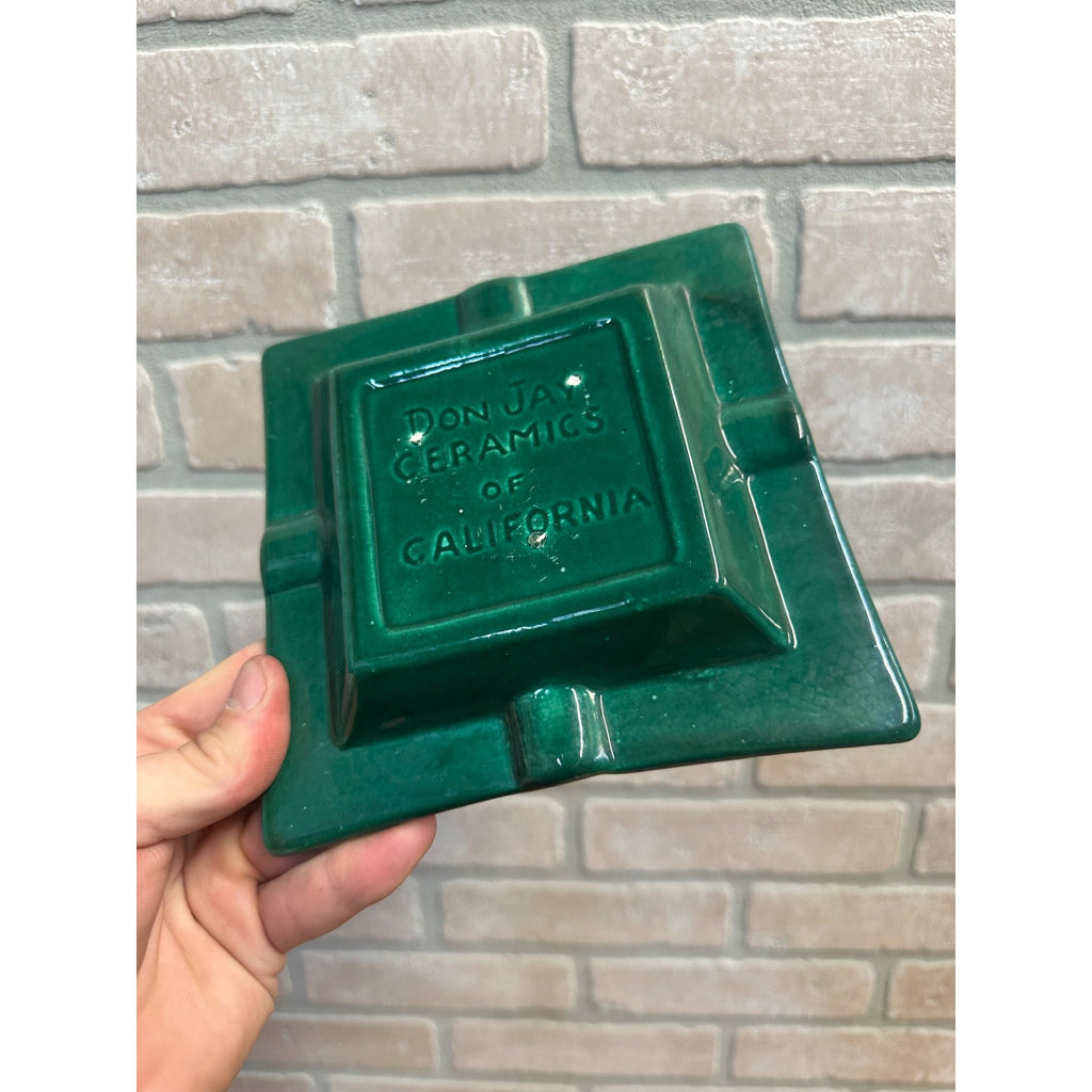 Vintage MCM Mid-Century Don Jay Ceramics California Green Ashtray 7"x7"