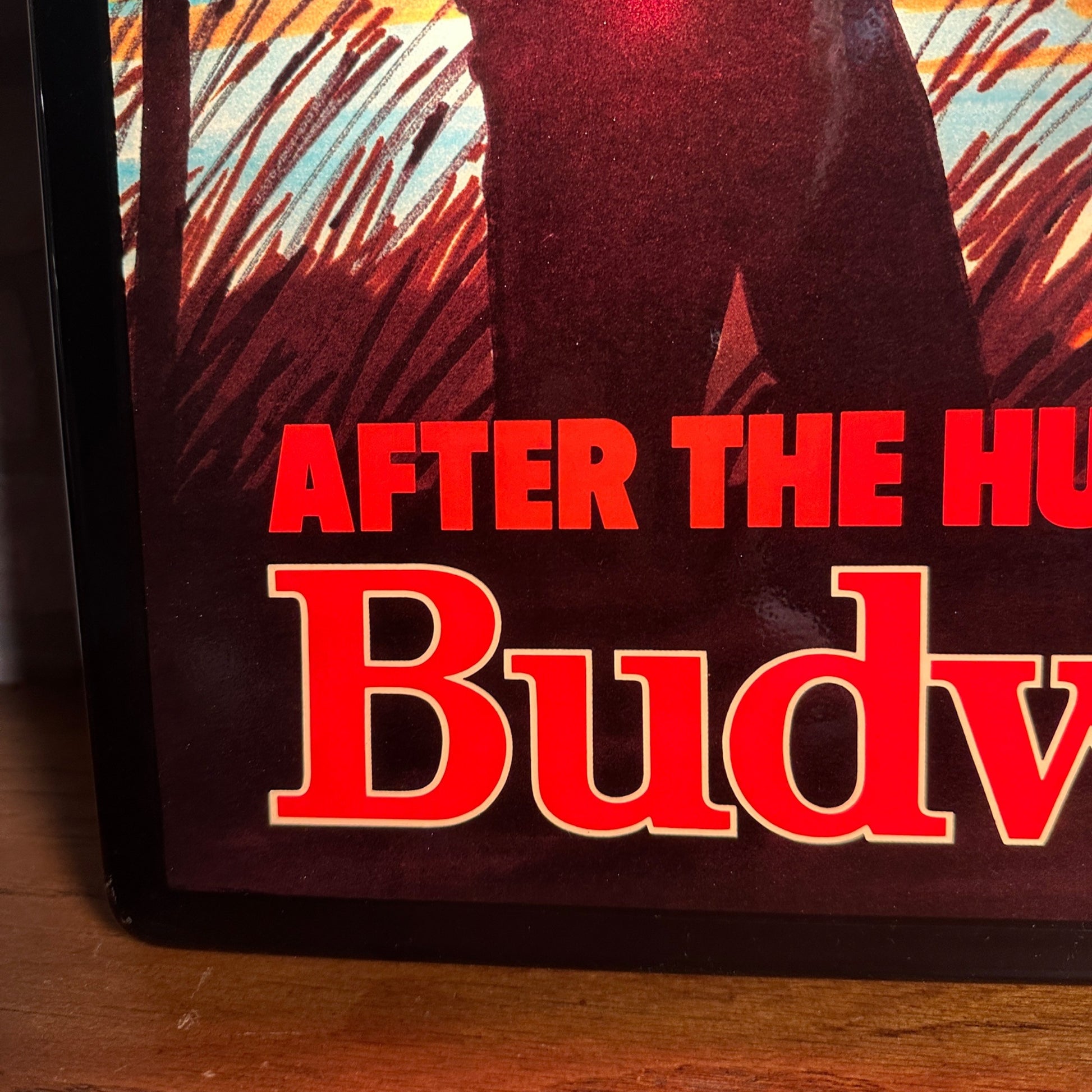 Vintage 1980s Budweiser Beer Deer Hunting Lighted Bar Advertising Sign