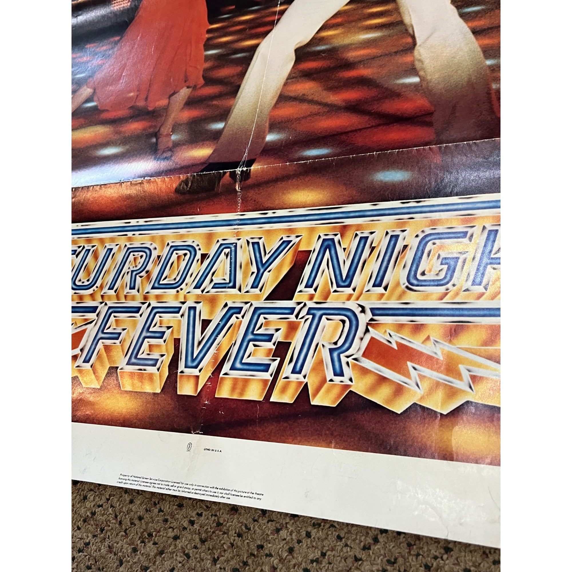 Vintage 1977 Saturday Night Fever Original Movie Poster 27x41 John Travolta