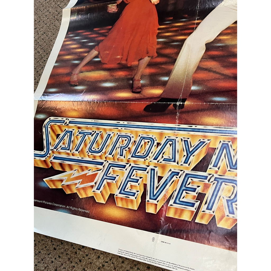 Vintage 1977 Saturday Night Fever Original Movie Poster 27x41 John Travolta