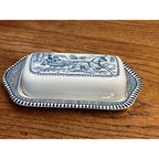 Vintage Royal China Currier & Ives "The Road in Winter" 2 PC Covered Butter Dish
