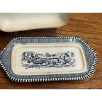 Vintage Royal China Currier & Ives "The Road in Winter" 2 PC Covered Butter Dish