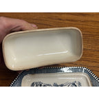 Vintage Royal China Currier & Ives "The Road in Winter" 2 PC Covered Butter Dish
