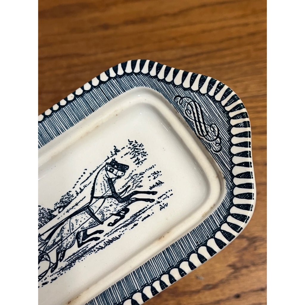 Vintage Royal China Currier & Ives "The Road in Winter" 2 PC Covered Butter Dish
