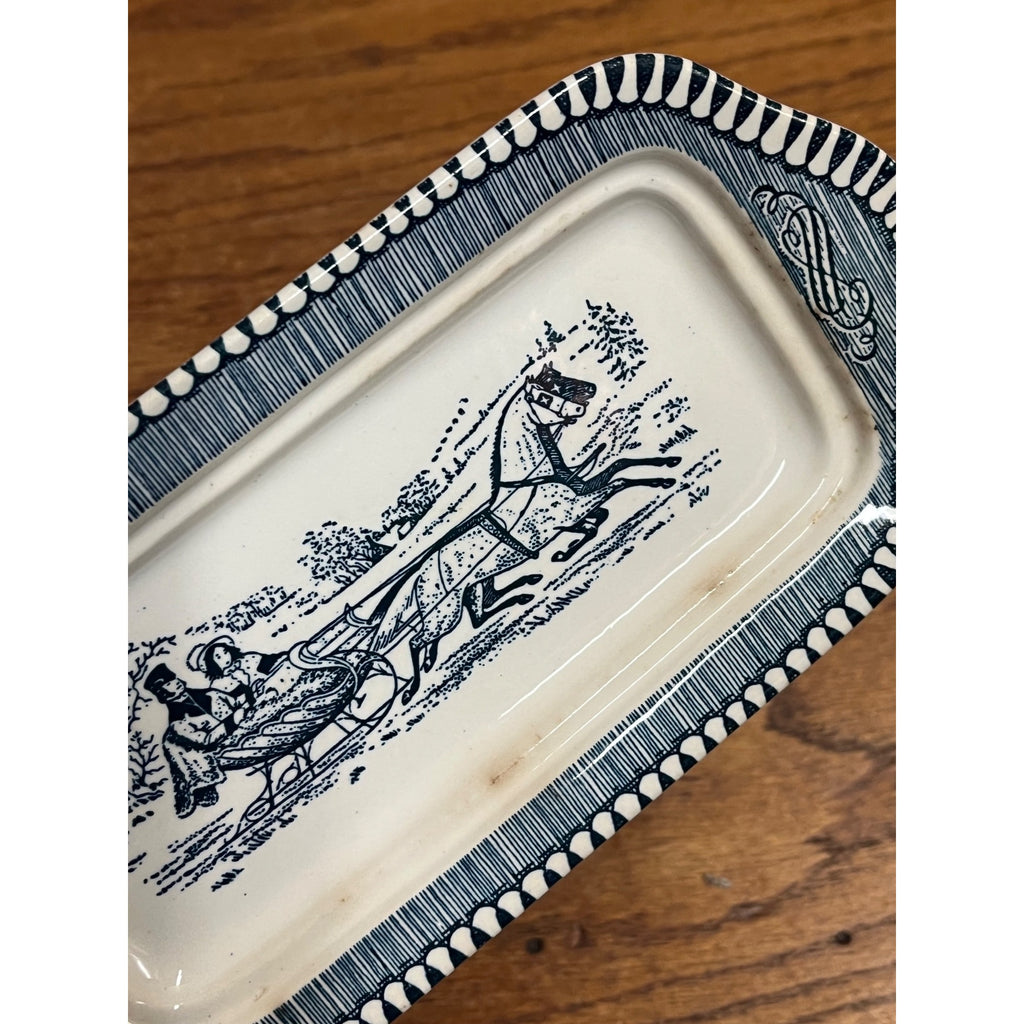 Vintage Royal China Currier & Ives "The Road in Winter" 2 PC Covered Butter Dish