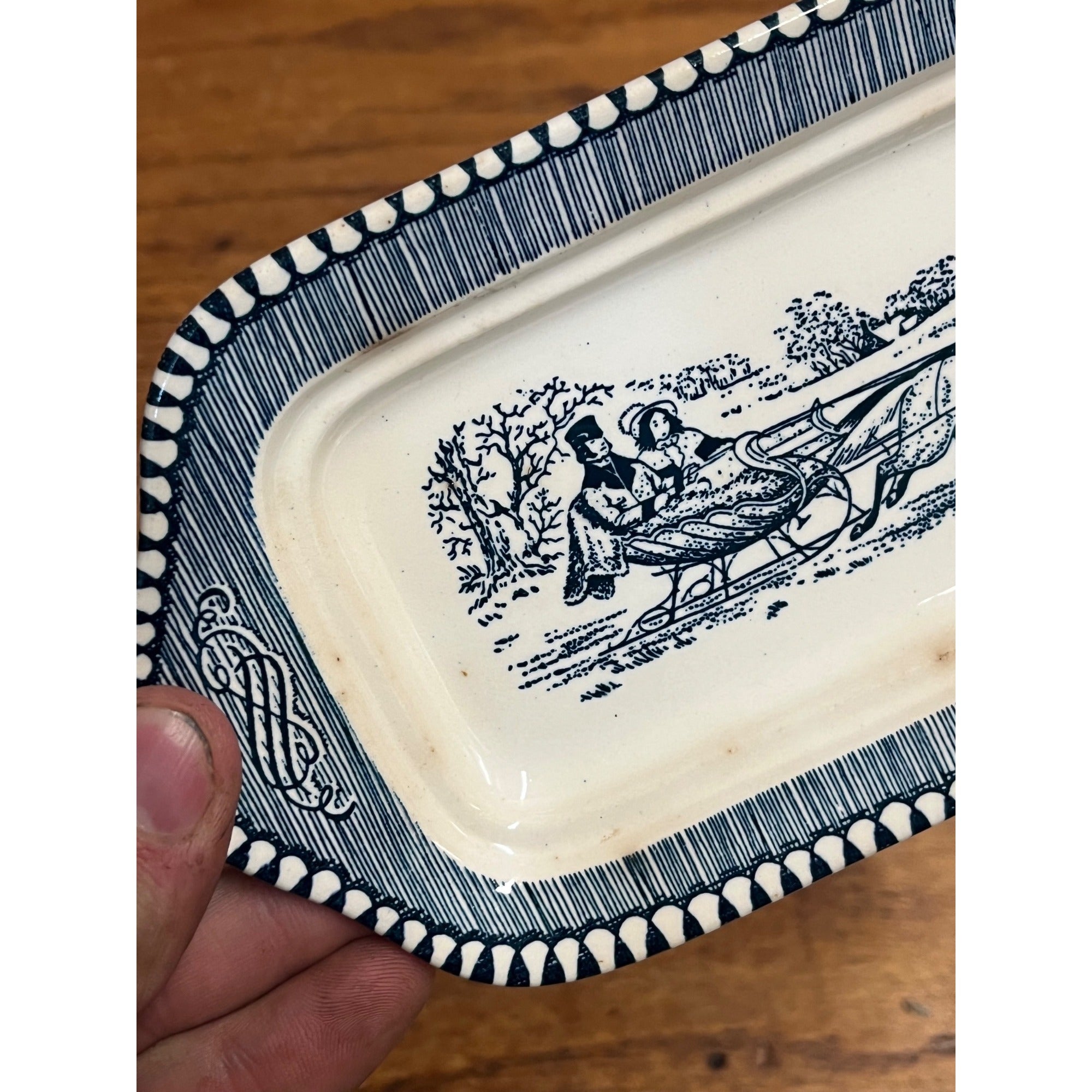 Vintage Royal China Currier & Ives "The Road in Winter" 2 PC Covered Butter Dish